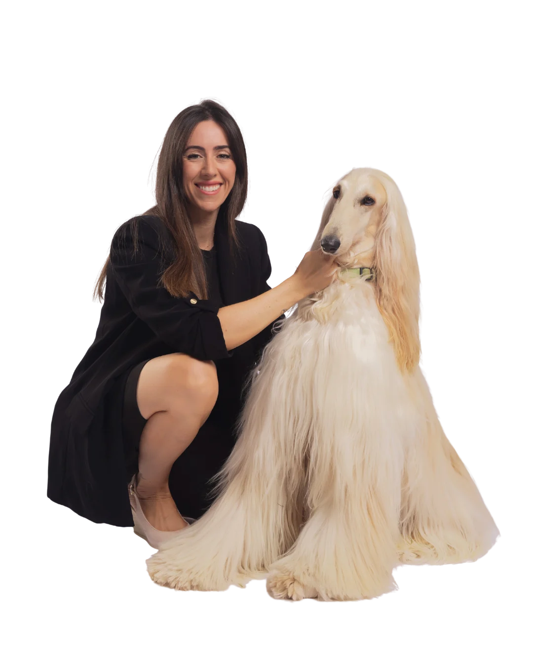 Carmen Morillo with an Afghan Hound
